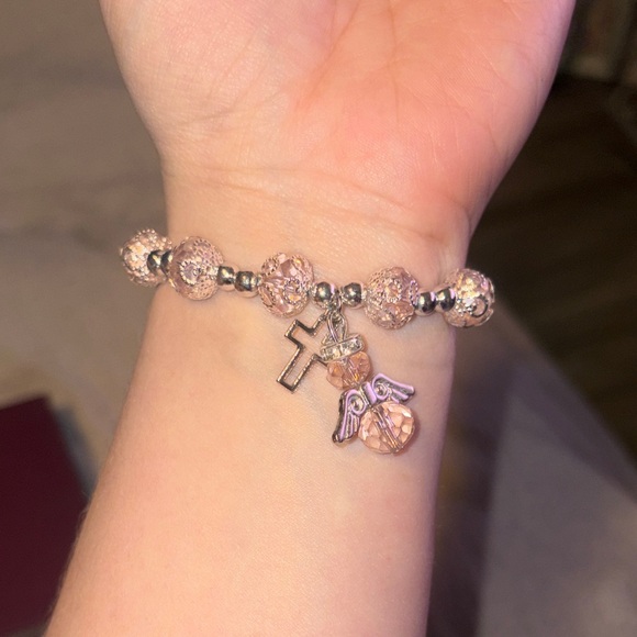 Blushing Guardian Angel Beaded Bracelet NEW - Picture 6 of 6